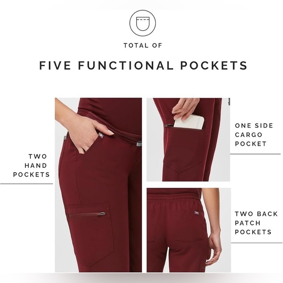 FIGS Burgundy Maternity Jogger Scrub Pants Size XXL - Picture 4 of 16